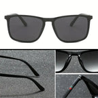 Classic Square Men’s Sunglasses Lightweight Black Frame for Travel & Daily Wear