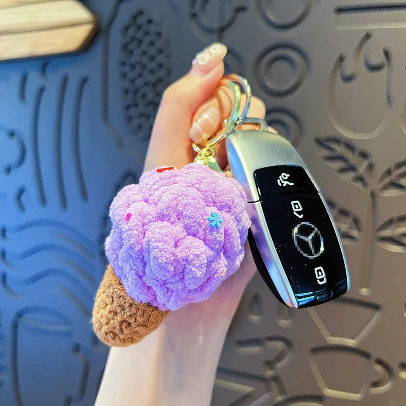 Cute Crochet Ice Cream Keychain Cone Bag Charm