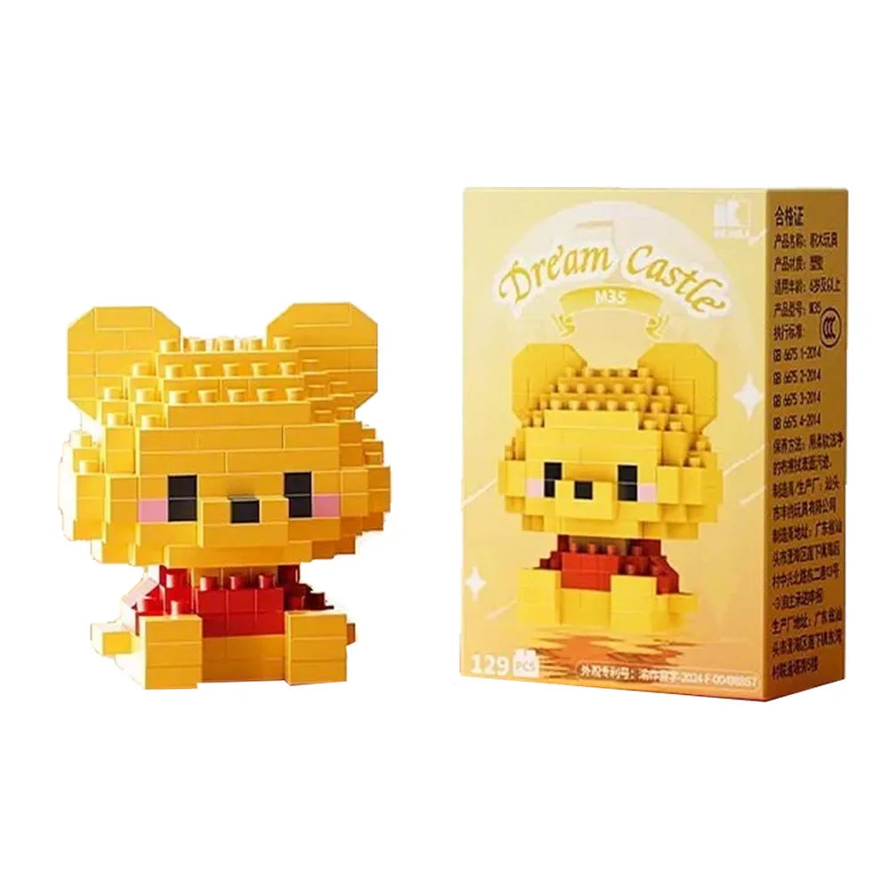 Disney 214 style Winnie LinaBell StellaLou Building Blocks Princess Cartoon Figrues Bricks Children's Assembly Toys Model Gift