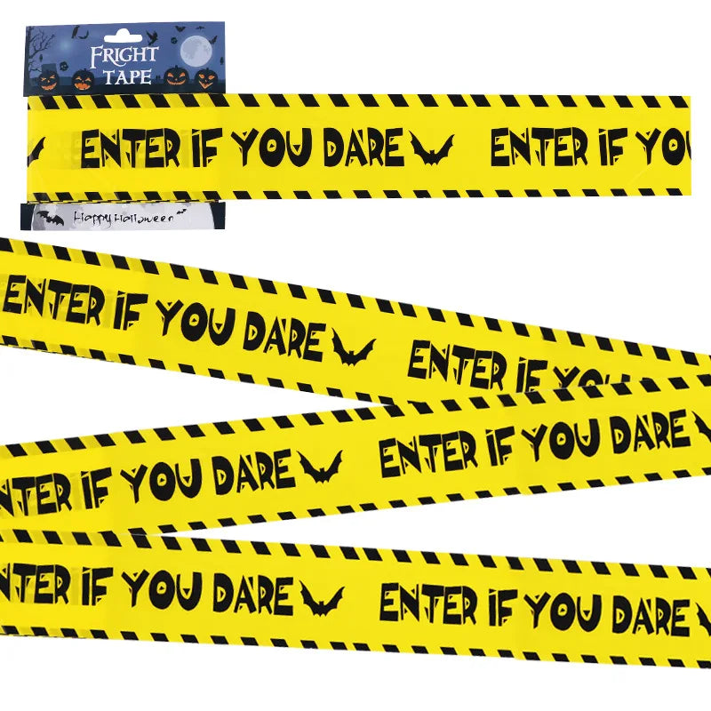 Halloween Warning Tape Signs Halloween Props Window Prop Party Danger Warning line 580x8.5cm Halloween Decoration Witch Balloons
