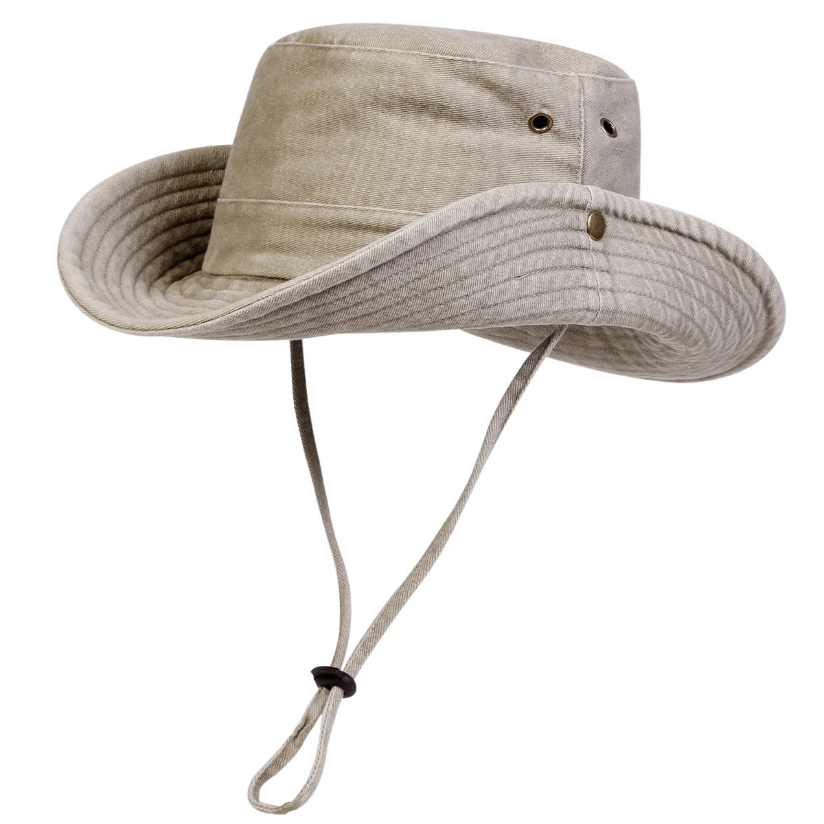 Men's Washed Wide Brim Bucket Hat for Outdoor Sun Protection