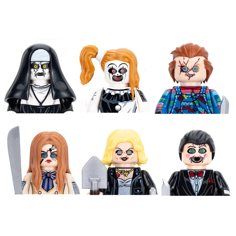 Novel Horrible Movie Halloween Pumpkin Witch Nun Vampire Zombies Building Blocks Mini Action Figure Toys