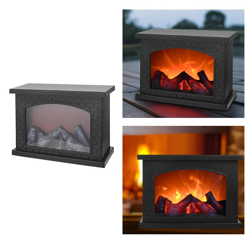 HOMEFISH LED Fireplace Flame Table Lamp, Charcoal Style Warm Ambient Light for Christmas Party Home Decor