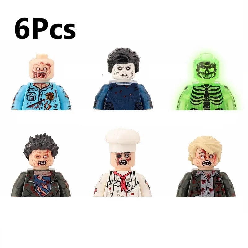 Novel Horrible Movie Halloween Pumpkin Witch Nun Vampire Zombies Building Blocks Mini Action Figure Toys