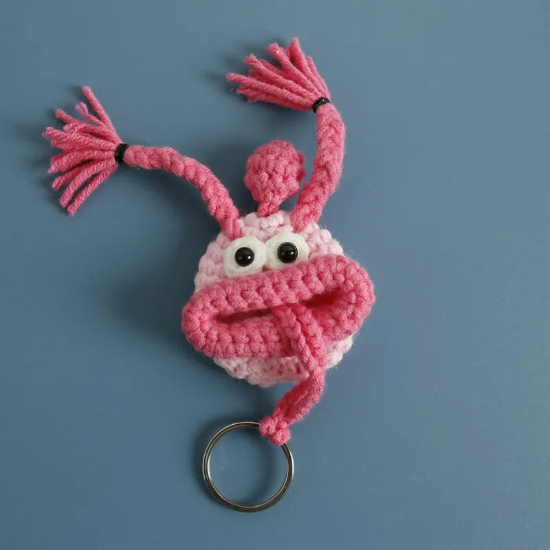 Funny Crochet Sausage Mouth Keychain Key Holder Pouch