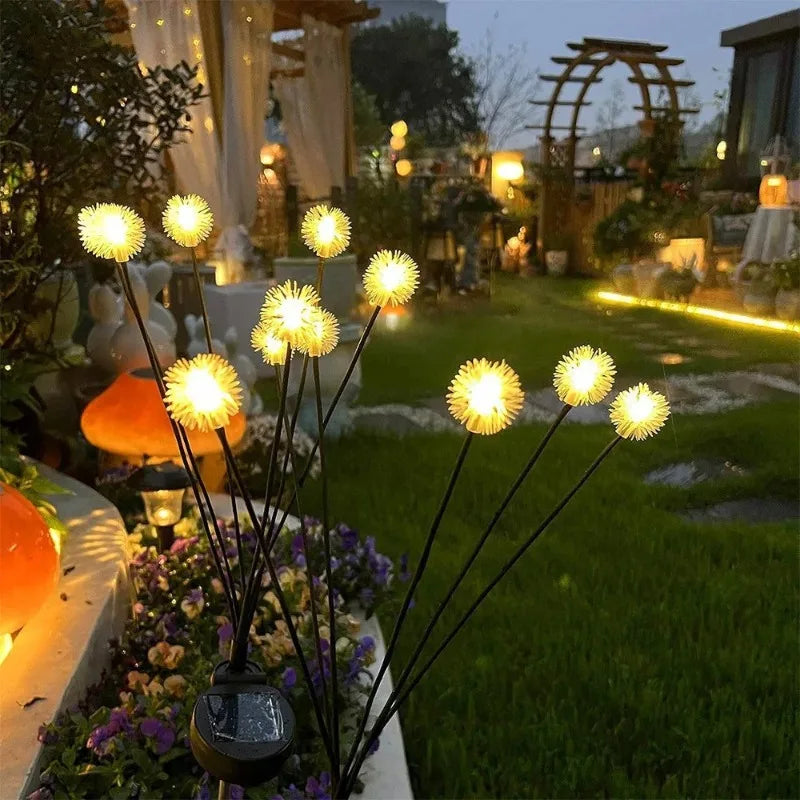Solar Powered Plush Ball Lights for Outdoor Courtyard Atmosphere Decoration, Lawn Decoration, Dandelion Ground Mounted Lights