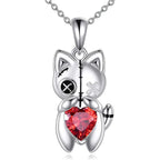 1Pc Creative Cute Cat Voodoo Doll Red Heart Pendant Necklace Fashion Women Personalized Jewelry Perfect Gift for Halloween