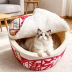 Pet Dog Cat House Kennel Super Large Instant Noodle Warm Dog Cat Nest Beds Cushion Udon Cup Noodle Pet Bed Cozy Nest