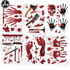 Halloween Wall Doors Windows Stickers Blood Handprint Footprint Skull Pattern Halloween Party Scene Decor Supplies Horror Props