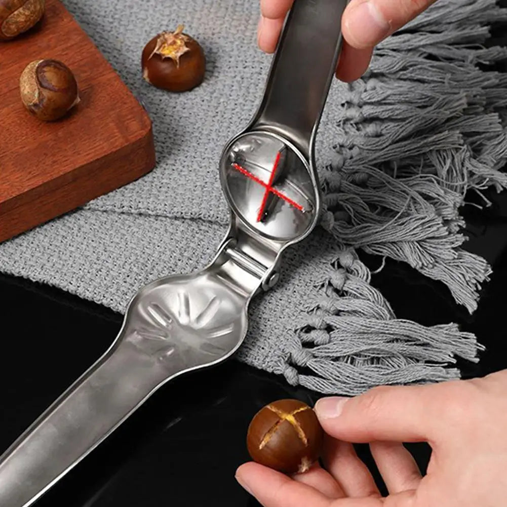 Stainless Steel Quick Chestnut Opener 2 in 1 Nut Cracker Tool
