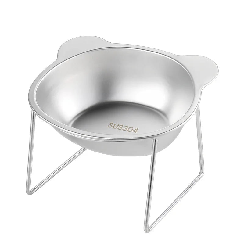 304 Stainless Steel Elevated Pet Bowl: Angled Tilted Feeder with Neck Support, Heat-Resistant & Easy-Clean for Crate or Home Use