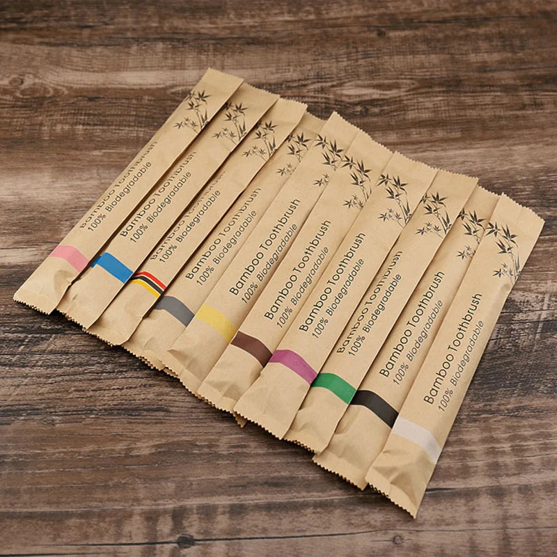Bamboo Toothbrushes Soft Bristles  Toothbrush Eco Friendly Biodegradable Wooden Handle Teeth Whitening Brush