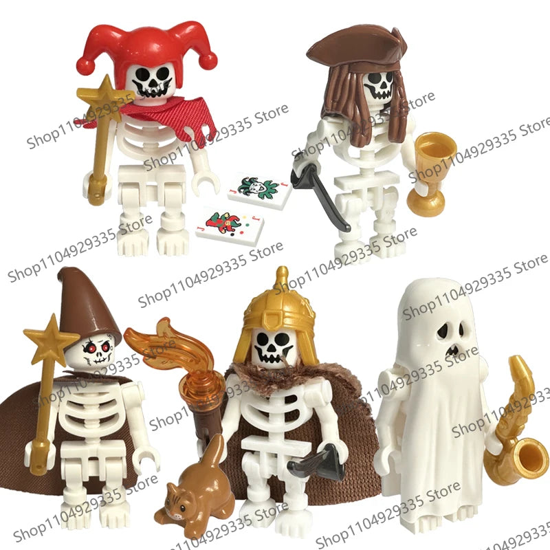 Halloween Scene Building Blocks Skeletons Ghosts Army King Assembled Charactesrs Figures DIY Accessories Bricks Toys Kids Gifts