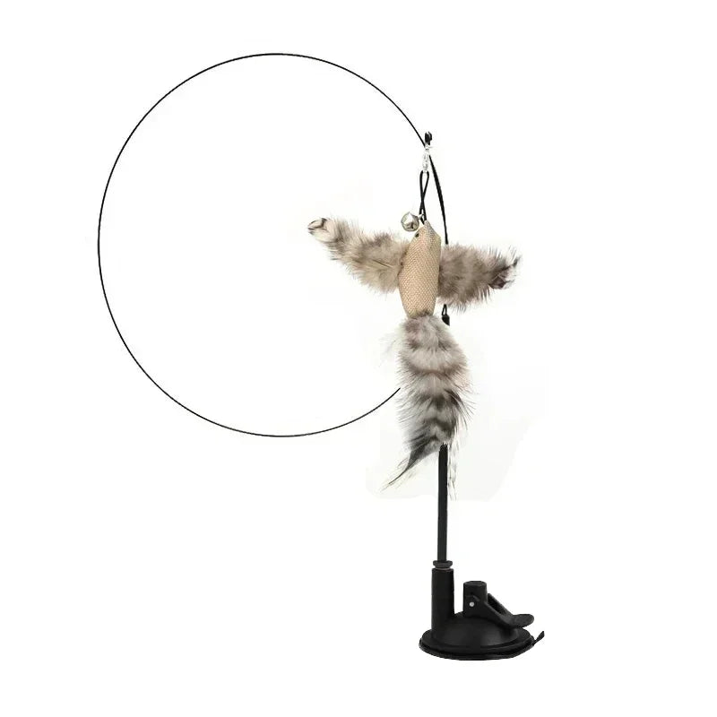 Peacock Bird Cat Teaser Wand for Interactive Hunting and Play
