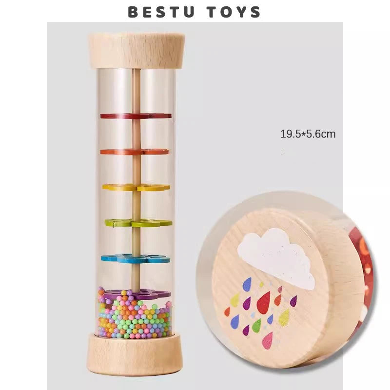 Montessori Wooden Rain Stick Baby Sensory Music Toy