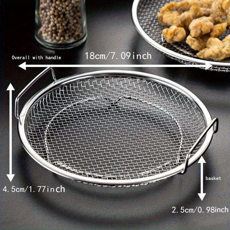 Stainless Steel Filter Tray – Reusable Round Mesh Basket for Frying, Grilling & Food Straining