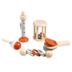 Baby Wooden Hand Bell Rattle Montessori Sensory Grasp & Teething Toy