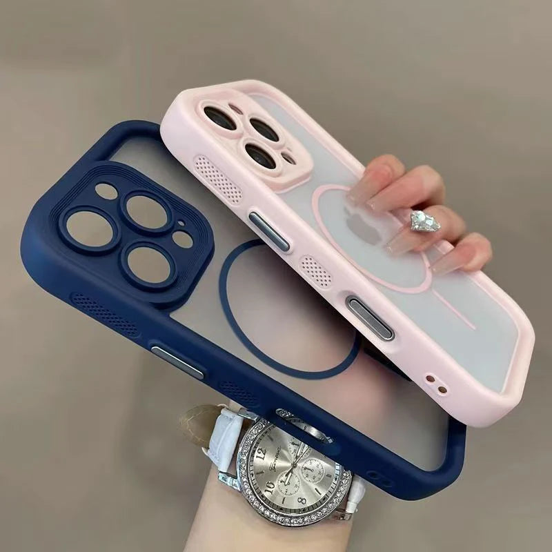 Luxury Matte For Magsafe Transparent Phone Case For iPhone 18 17 16 15 14 13 12 Pro Max 17 Pro 16 Plus Air Magnetic Bumper Cover