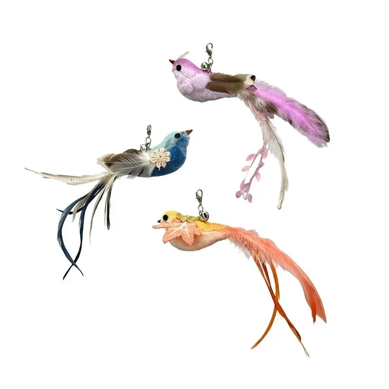 Peacock Bird Cat Teaser Wand for Interactive Hunting and Play