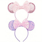 Cartoon Sequin Mouse Ears Headband with Bow