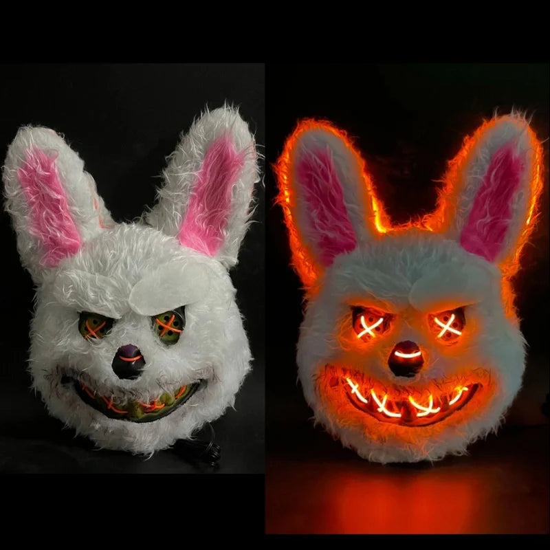 NEW LED  Light Halloween Cosplay Face Mask Party Show Stage Make-up Horror Bloody Rabbit Bear Mask Cartoon Carnival  Head Cover