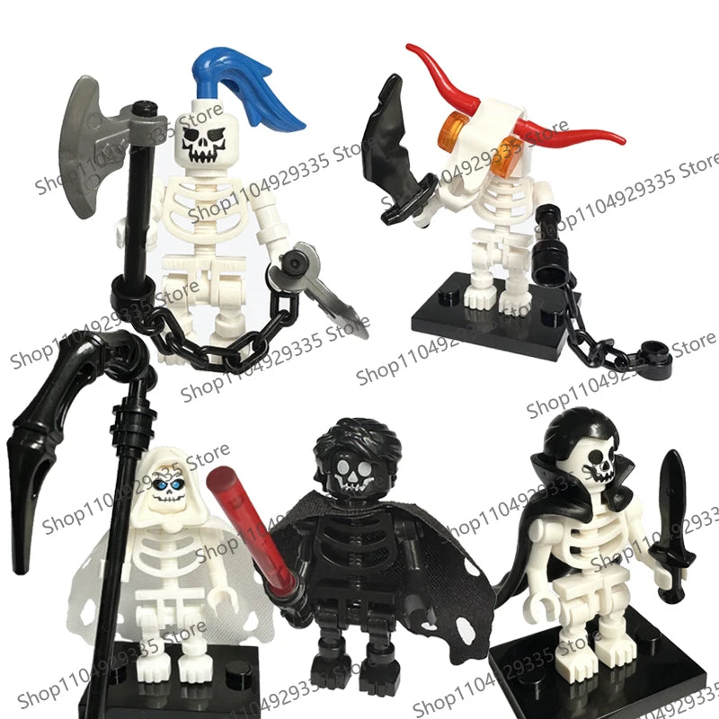Halloween Scene Building Blocks Skeletons Ghosts Army King Assembled Charactesrs Figures DIY Accessories Bricks Toys Kids Gifts