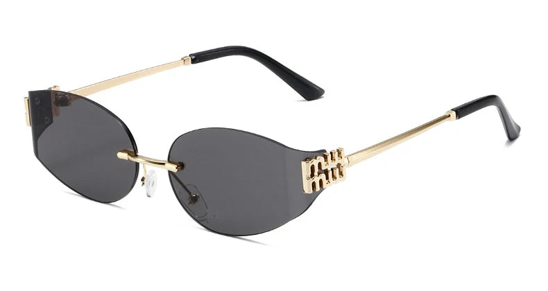 Rimless Oval Oversized Gradient UV400 Sunglasses for Women