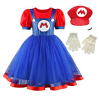 Cartoon Superbro Children Perform Outfit girls puff Dress Halloween Birthday Party Cosplay Stage performance movie cosplay Princ
