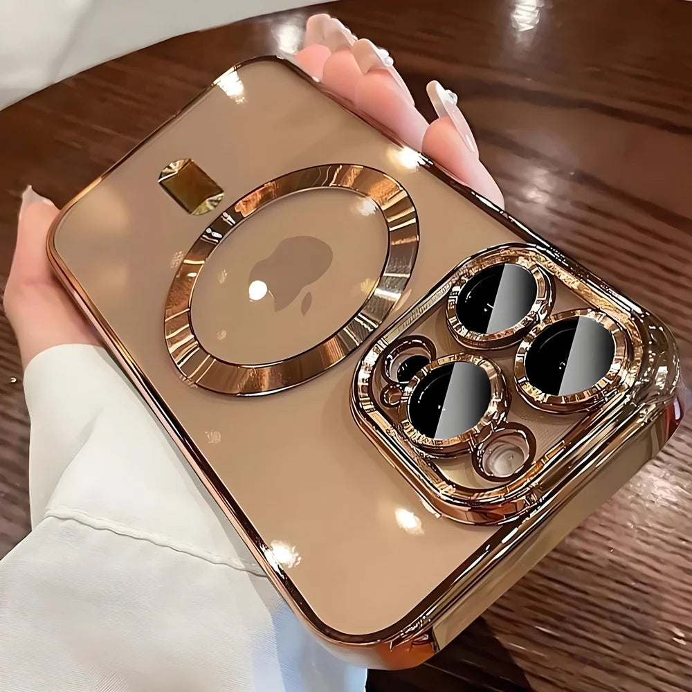 Magnetic Plating Camera Lens Protection Case For iPhone 17 16 15 14 13 12 11 18 Pro Max Case for Magsafe Wireless Charge Cover