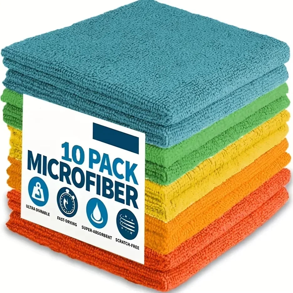 3/10pcs Microfiber Cleaning Cloth, Dishwashing Cloth Household Rag Kitchen Bathroom Cleaning Towel Durable Absorbent Towel