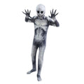 Halloween Ghost Skin Costume Grim Reaper Costume Scary Skeleton Tights Shadow Demon Bodysuit Costume for Kids Dress Up Party