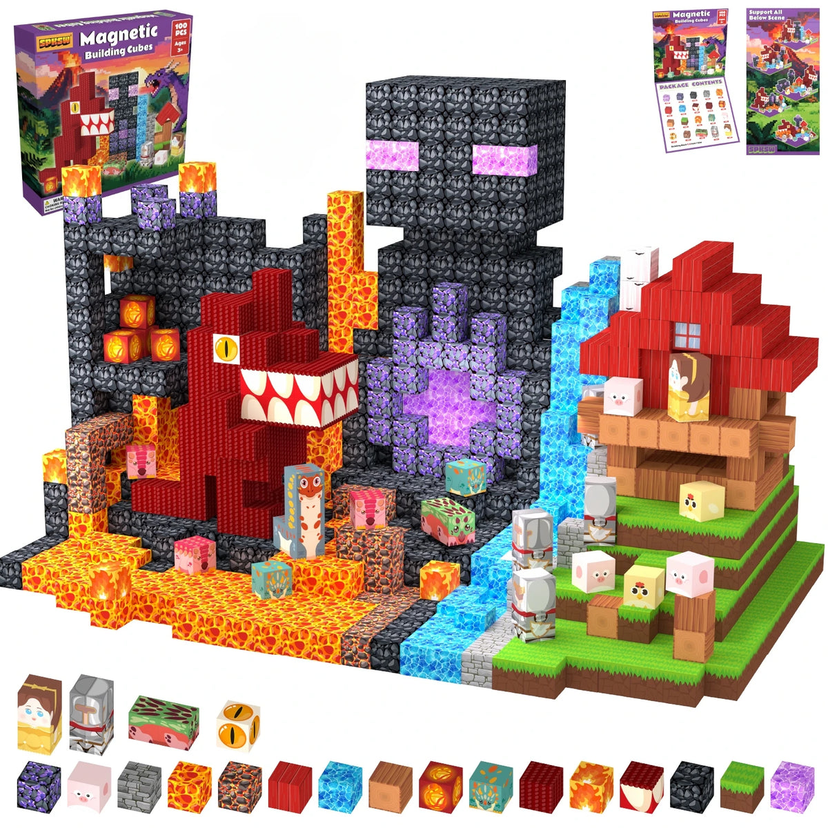 Funxinee Dinosaur Theme Park Magnetic Blocks STEM Building Set