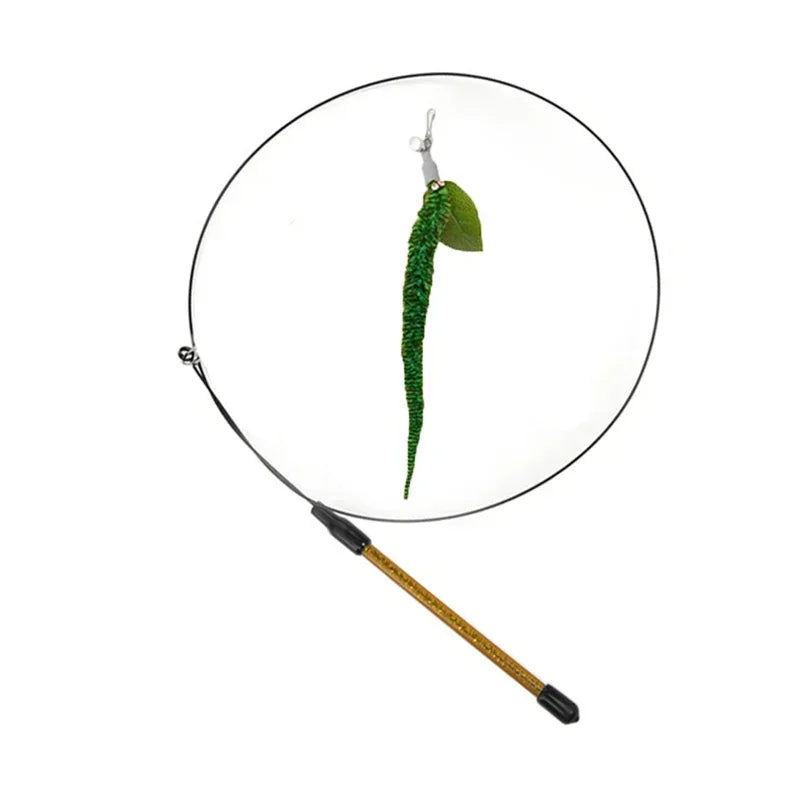 Peacock Bird Cat Teaser Wand for Interactive Hunting and Play