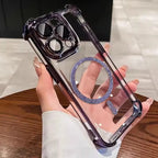 Transparent Plating Shockproof Glitter Magnetic Phone Case For iPhone 18 17 15 16 14 11 12 13 Pro Max Plus Air For Magsafe Cover