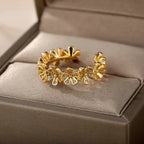 Stainless Steel Zircon Geometric Rings For Women Luxury Evil Eye Gold Color Adjustable Trendy Wedding Aesthetic Jewerly Gift
