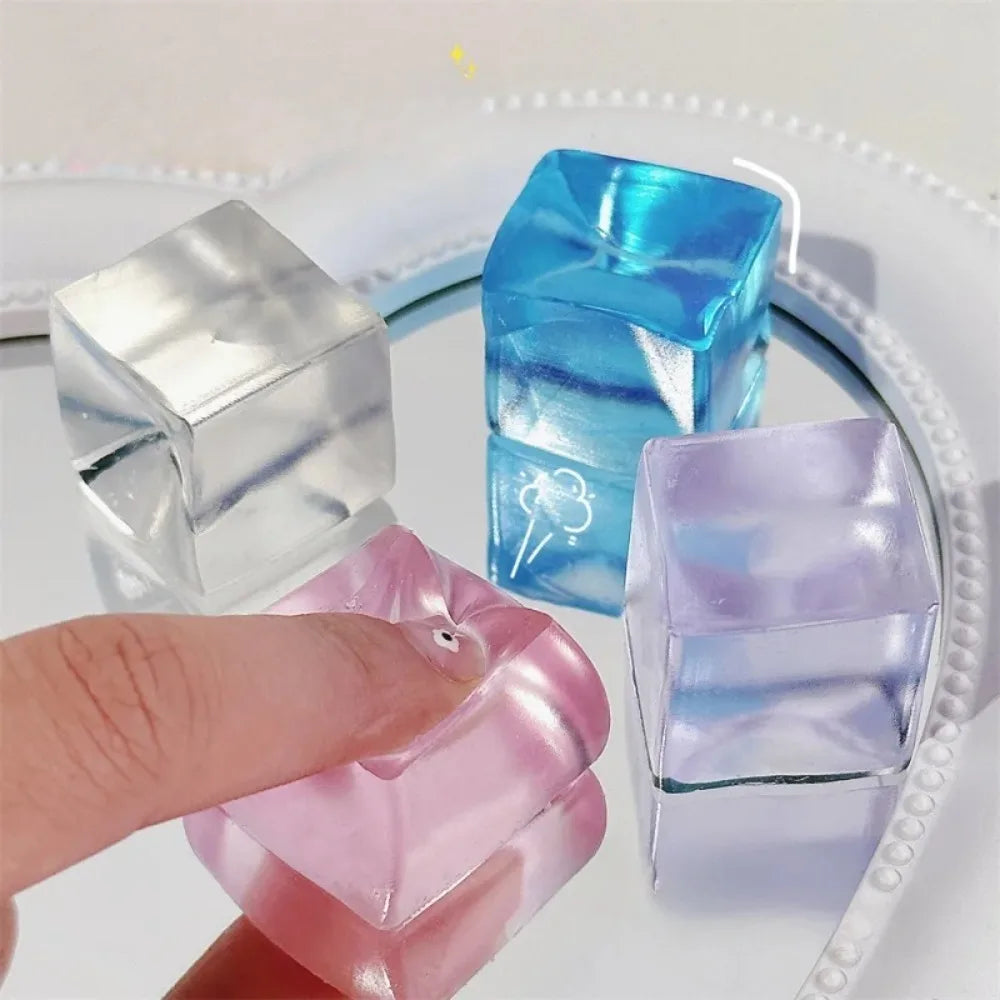 D15Pcs Mini Ice Cube Squishy Toys Release Stress Transparent Small Ice Block Pinch Children Squeezing Stress relieving Toy Gifts