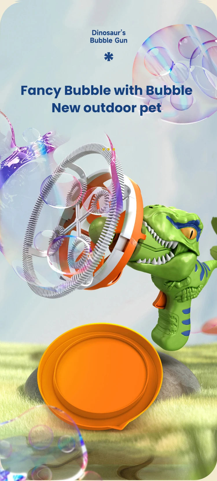 Dinosaur Electric Bubble Gun Automatic Bubble Machine for Kids