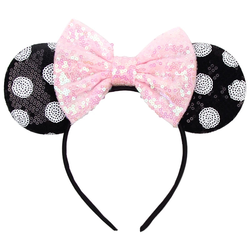 Embroidered Sequin Ears Bow Headband for Women & Girls