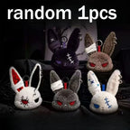 Gothic Bunny Plush Keychain RabbitBag Charm with Bandage Desian Kawaii Key Ring Pendant Car Bag Ornament Gift To