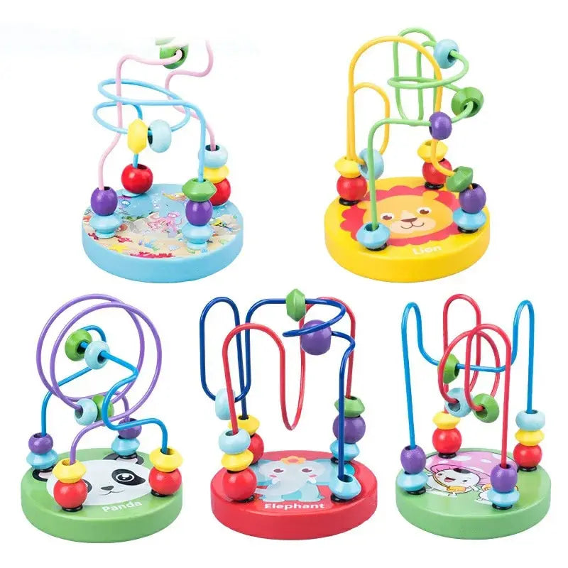 Colorful Wooden Bead Maze Roller Coaster Educational Toy for Toddlers