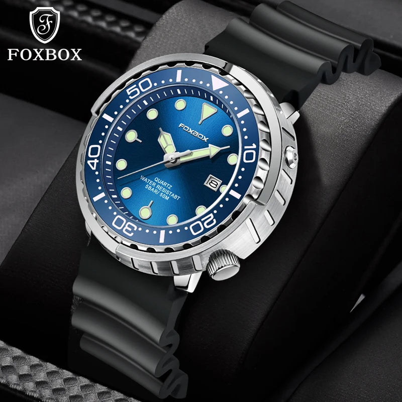 2026 LIGE Fashion Mens Watches Foxbox Top Brand Luxury 5ATM Sports Waterproof Watch for Men Quartz Date Clock Luminous Watch+Box