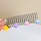 New Cute Colorful Heart Star Bow Pull-out Stretch Metal Hair Comb For Girls Broken Hair Finish Headband Fashion Hair Accessories