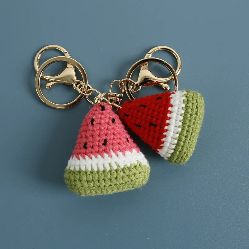 Cute Fruit Crochet Keychain Strawberry Cherry Bag Charm