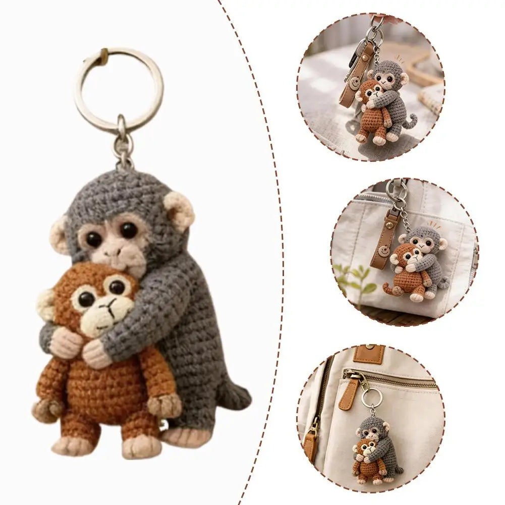 Funny Crochet Monkey Keychain Cute Backpack Bag Charm