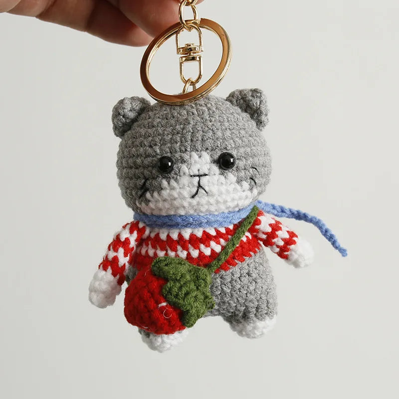 Exquisite Kitten Crochet Keychain Cute Cat Bag Charm
