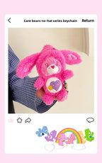 Care Bears Rabbit Hat Plush Keychain Rainbow Bear Bag Charm Gift