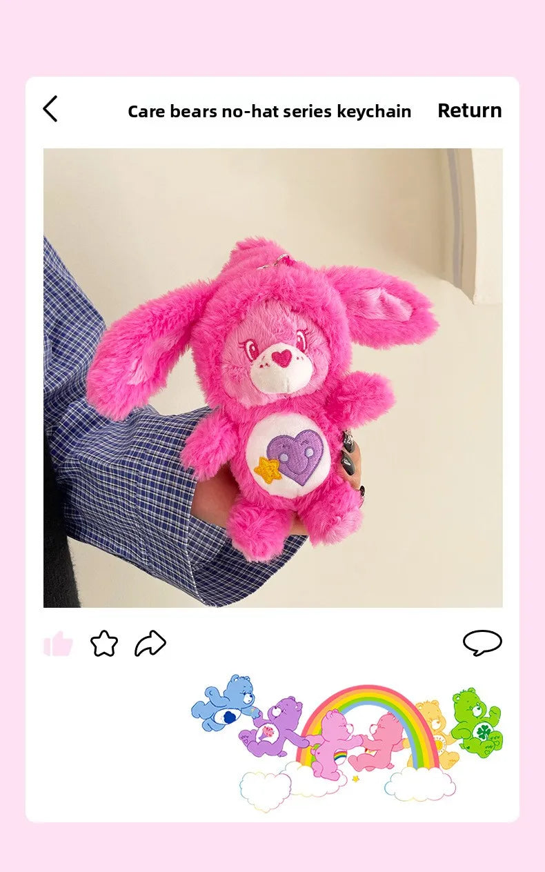 Care Bears Rabbit Hat Plush Keychain Rainbow Bear Bag Charm Gift