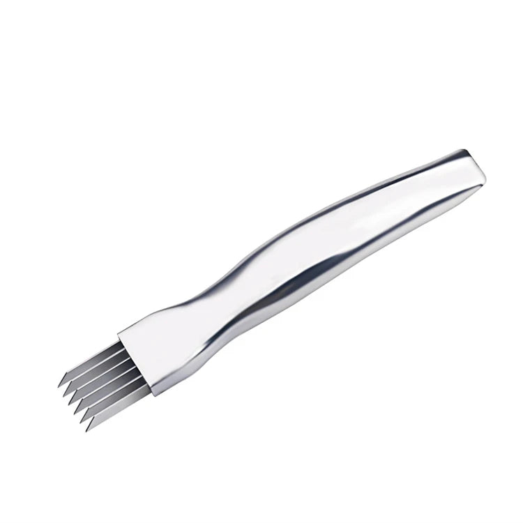 Stainless Steel Green Onion Shredder Knife with Curved Handle Design