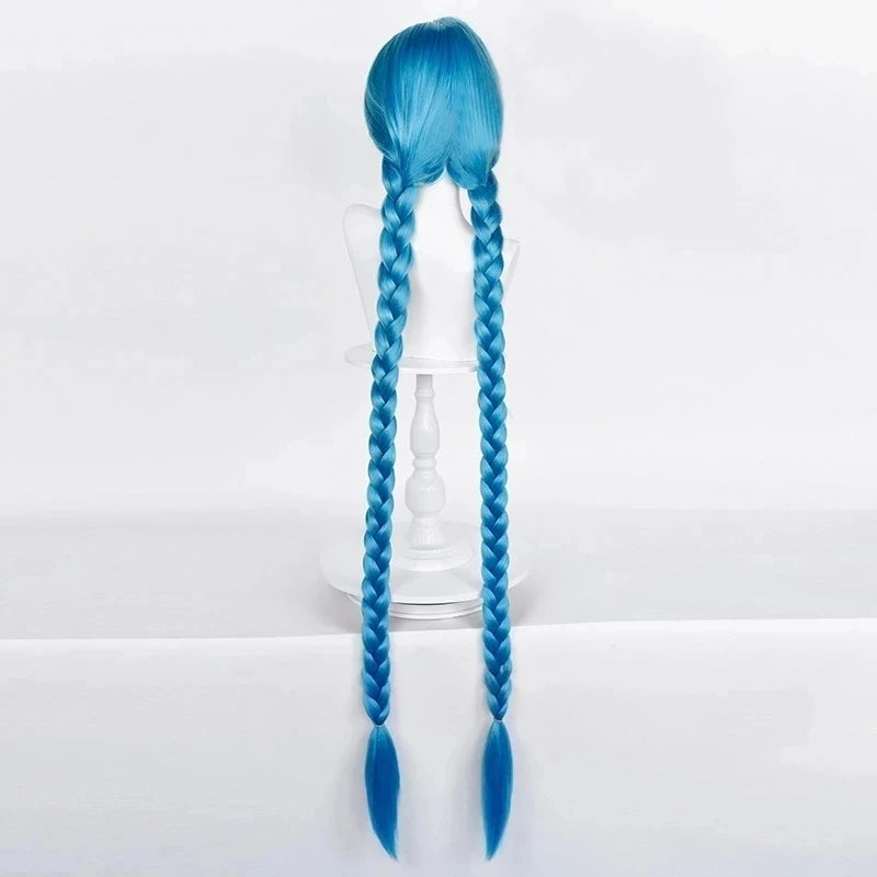 Jinx Long Blue Braided Cosplay Wig for League of Legends