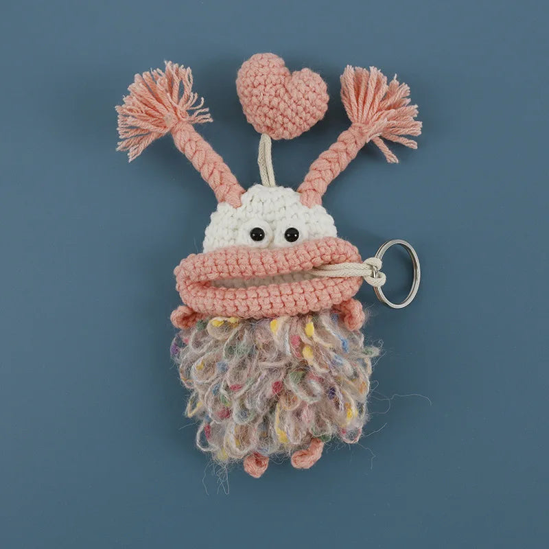 Funny Crochet Sausage Mouth Keychain Key Holder Pouch